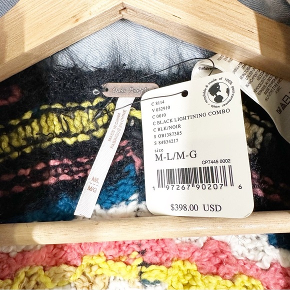 NEW Free People Running Wild Bohemian Fringe Poncho Black Lightning Combo M L - Picture 13 of 13